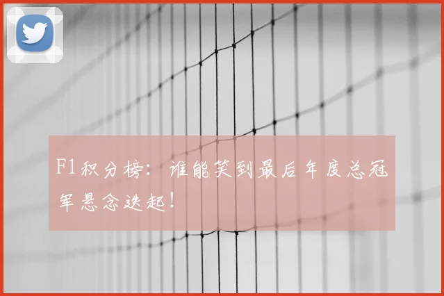 F1积分榜:谁能笑到最后年度总冠军悬念迭起!